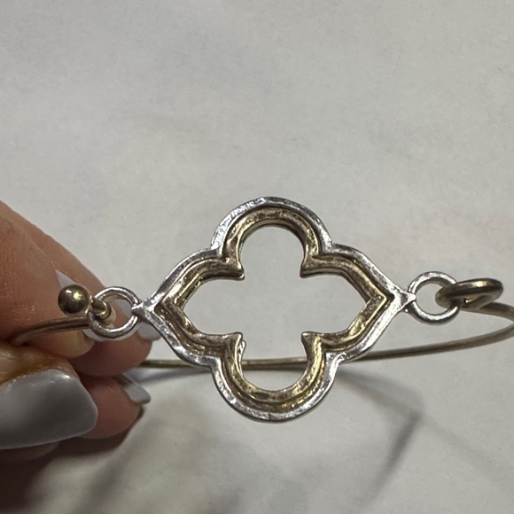 Silver and Gold Tone Bangle Bracelet - Picture 2 of 3